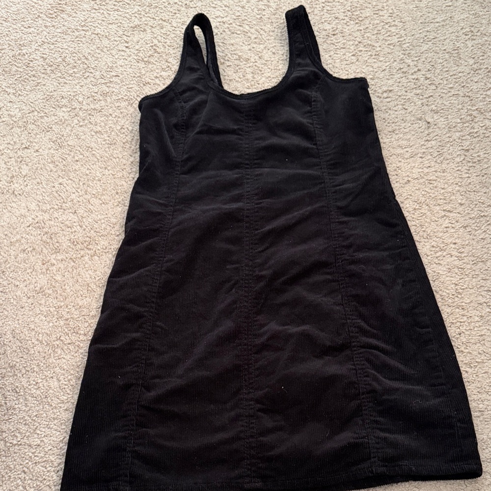 Black  corduroy Sleeveless Dress